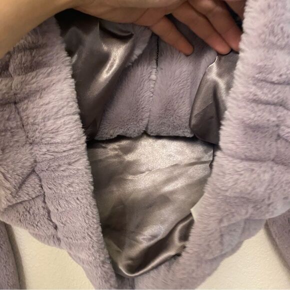 Cynthia Crowley faux fur jacket coat gray full zip bomber mobwife M - Picture 4 of 8